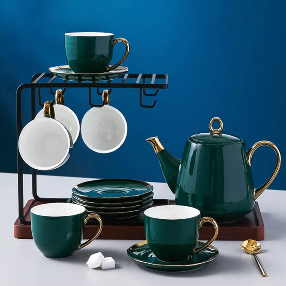 Emerald Tea Set With Stand