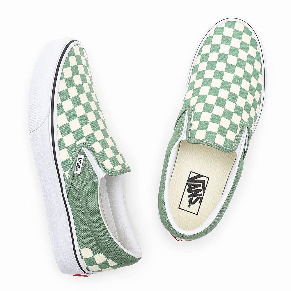 Vans Checkerboard Classic Women's Slip-On Shoes Green | IBQ795648