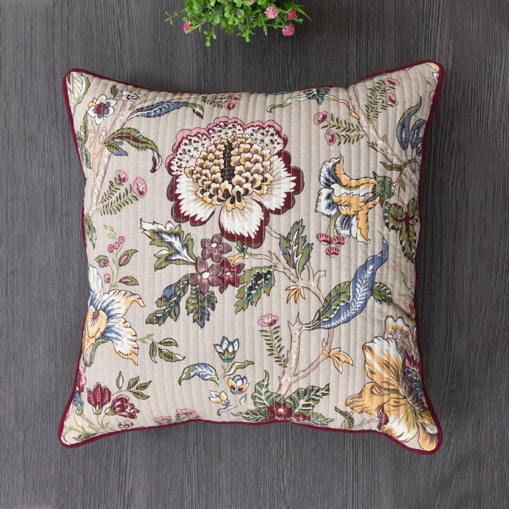 Cushion Covers Set of 5 - 18 x 18 Inches - Multi Color Flowers