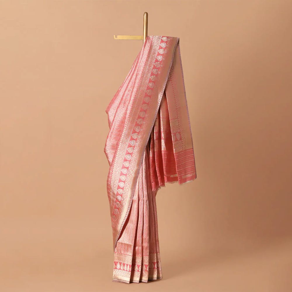 Light Pink Silk Banarasi Brocade Saree