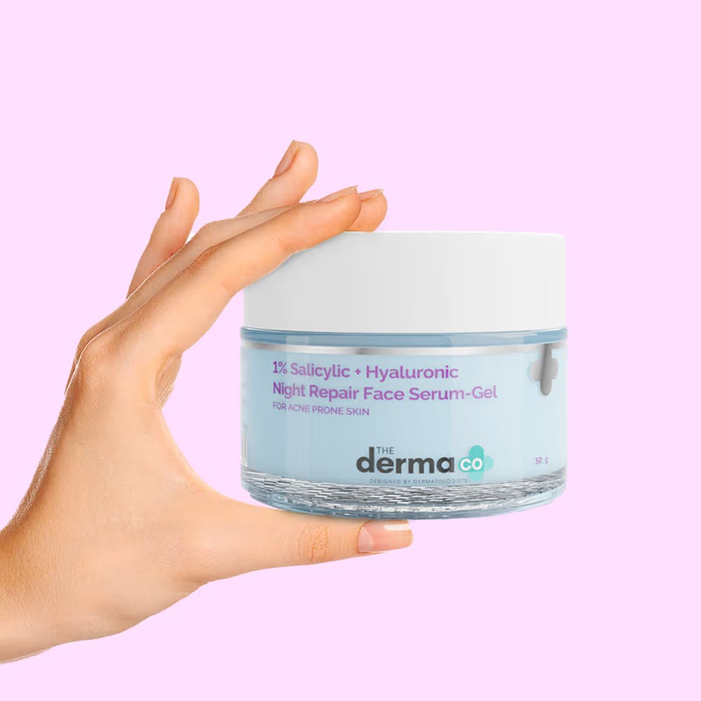 The Derma Co. 1% Salicylic + Hyaluronic Night Repair Face Serum-Gel