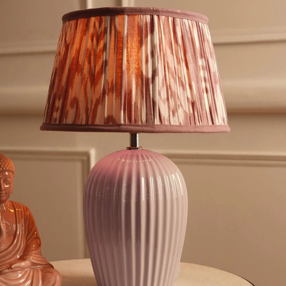 Purple Ribbed Ceramic Table Lamp Stand