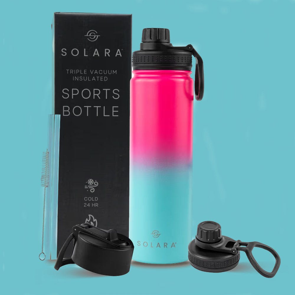 Solara Insulated Water Bottle Pink Aqua 650ml