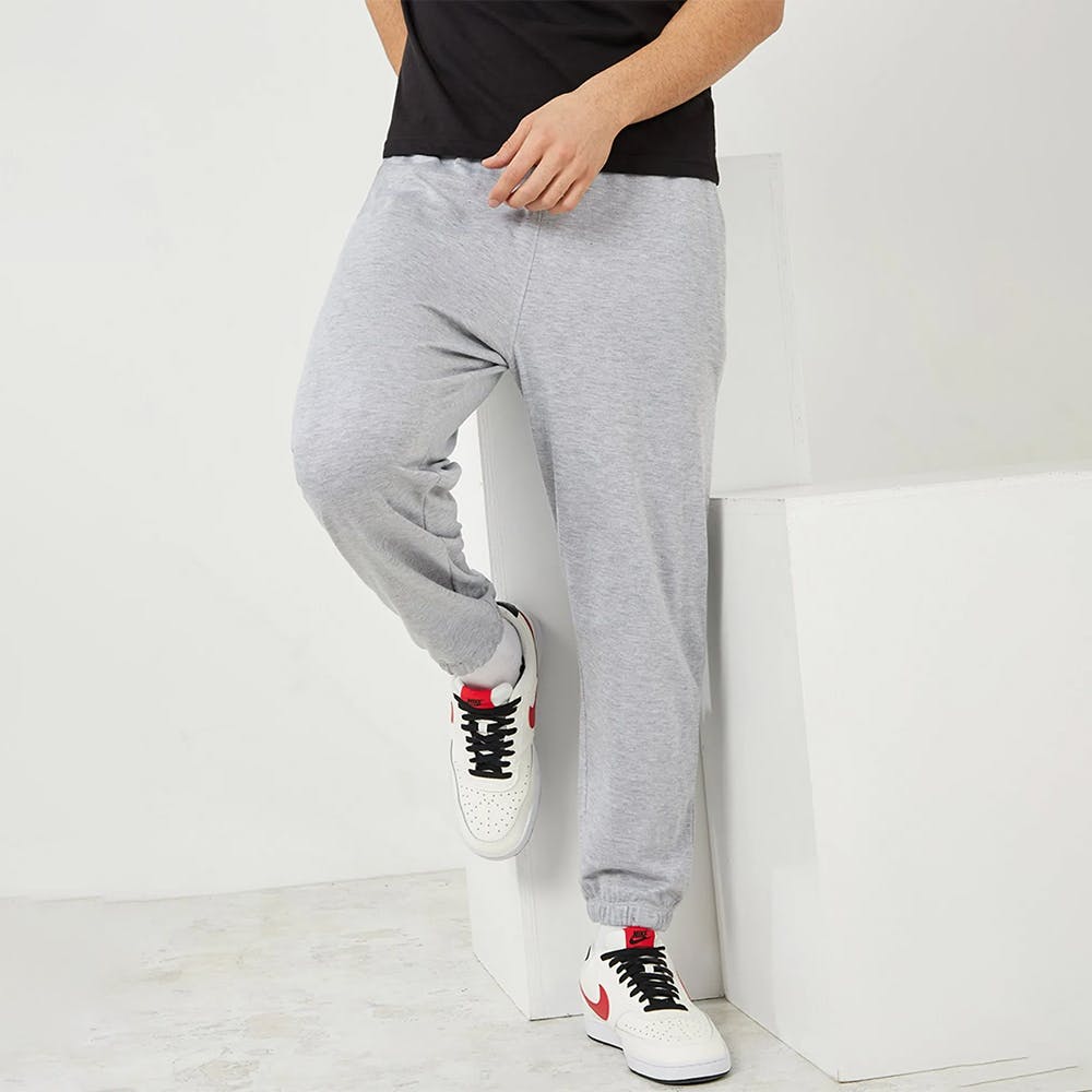 Grey Solid Oversized Fit Elastic Cuff Jogger