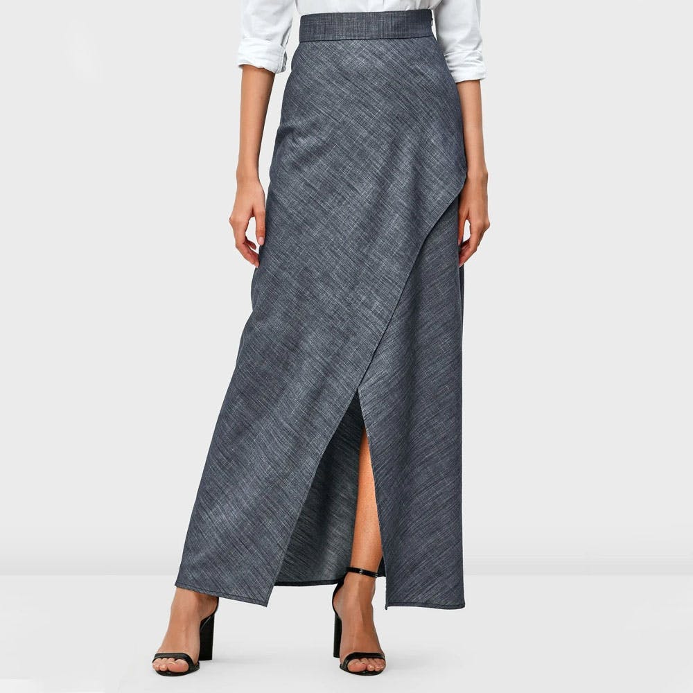 Celine  Blue Plaid Wool Pencil Skirt  VSP Consignment