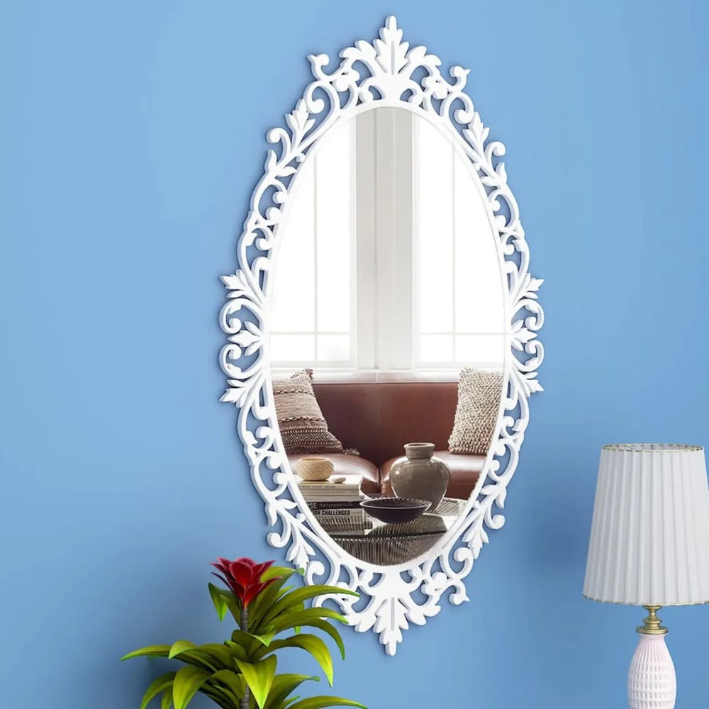 Classic Oval Vanity Mirror with Bold Motif