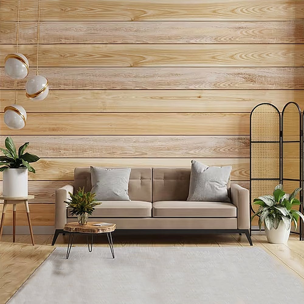 Living Room Interior Wall decoration, Work Provided: Wood Work & Furniture