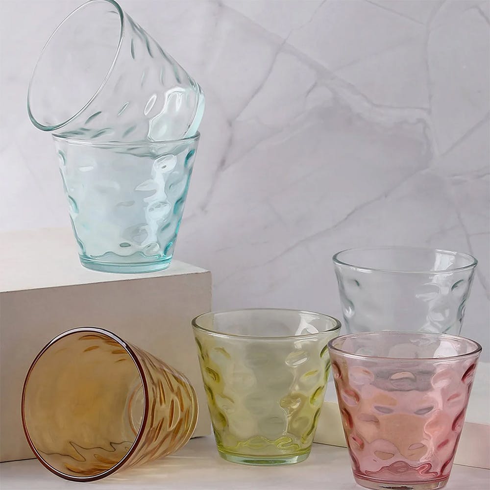 Multi-Color Textured Glass Tumbler