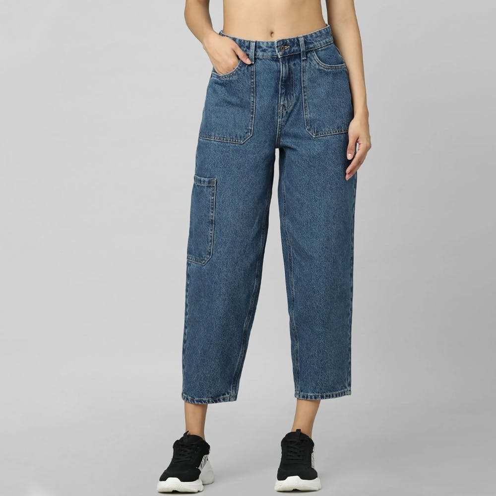 Blue Balloon Cargo Ankle Jeans