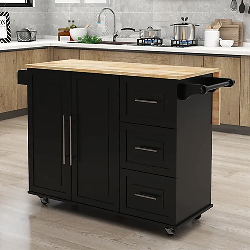 Karole 53.54'' Wide Rolling Kitchen Cart With Solid Wood Top Save 49%
