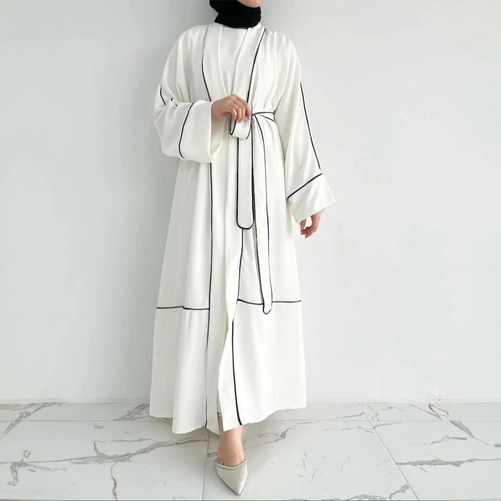 White Belt Style Abaya