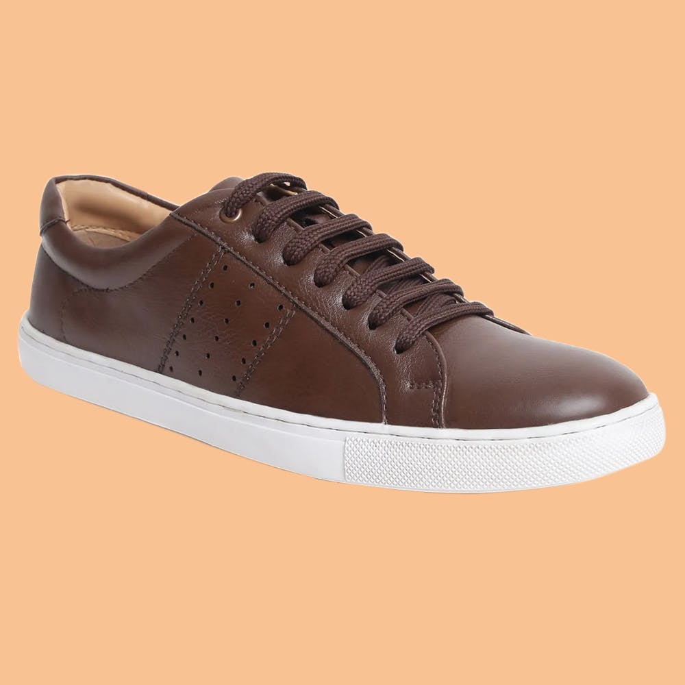 Men Brown Synthetic Leather Outdoor Casual Sneakers