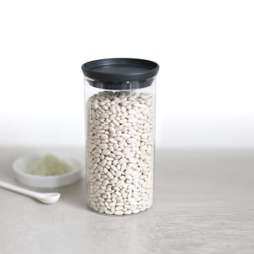 Stackable Food Storage Glass Jar 1.1 litre - Dark Grey