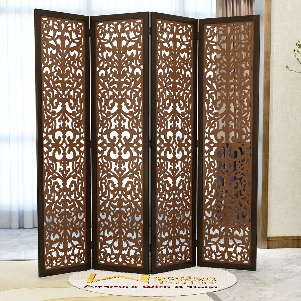 Handcrafted 4 Panel Wooden Room Partition & Room Divider
