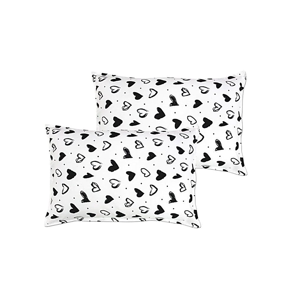 Cotton White Heart Pillow Covers Pack Of 2