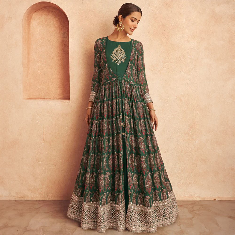 Green Chinon Gown