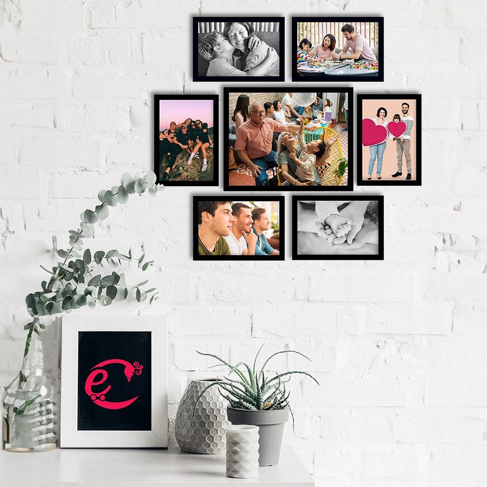 Memory Wall Collage Photo Frame - Set of 7 Photo Frames, 1 Photos