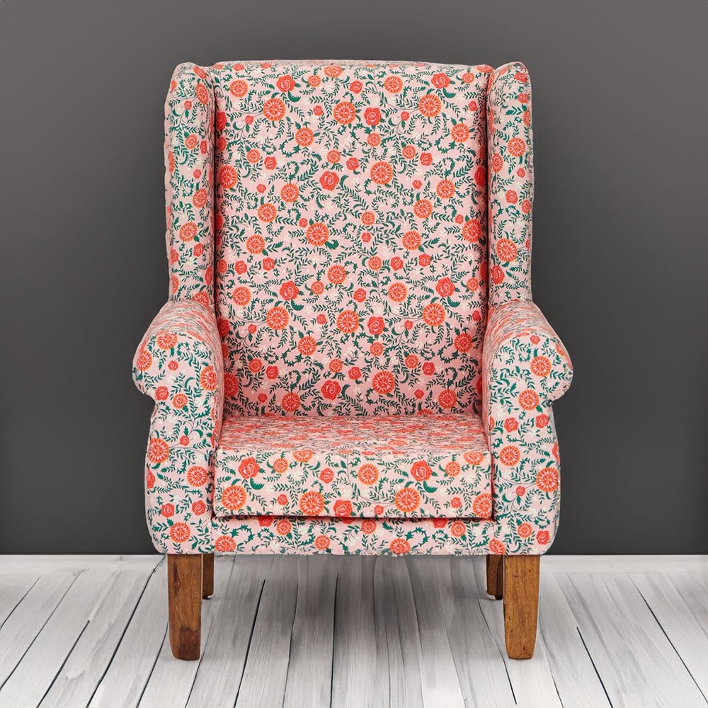 The Begum Wing Chair - Earthy Floral