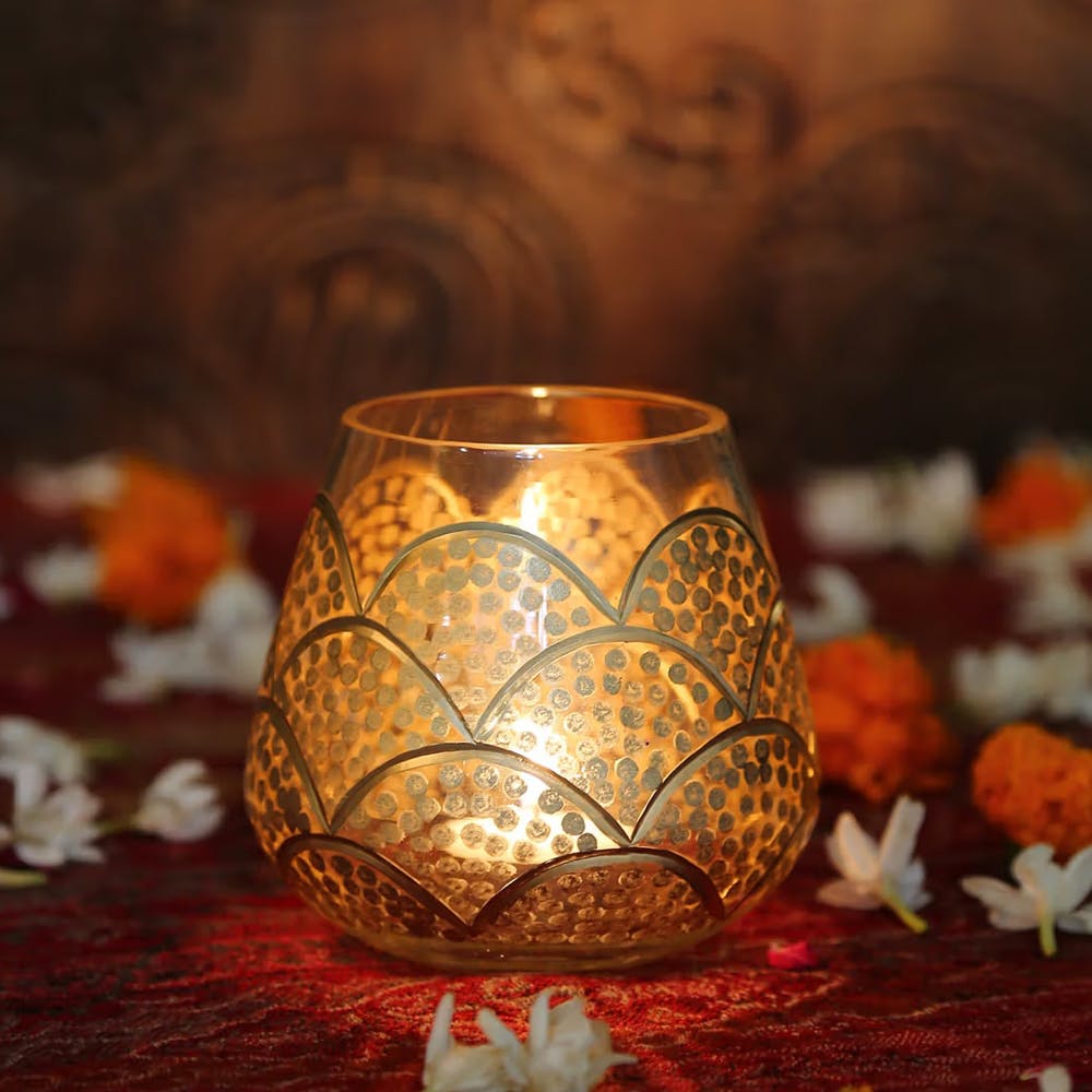 Elegant Votive With Gold Paint