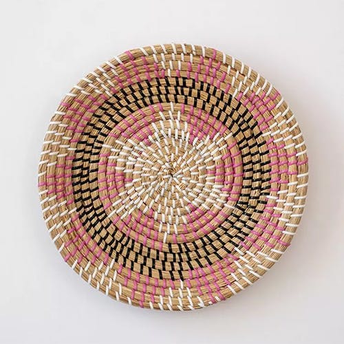 Anisah HandWoven Sabai Grass Hanging Wall Basket Medium - Pink