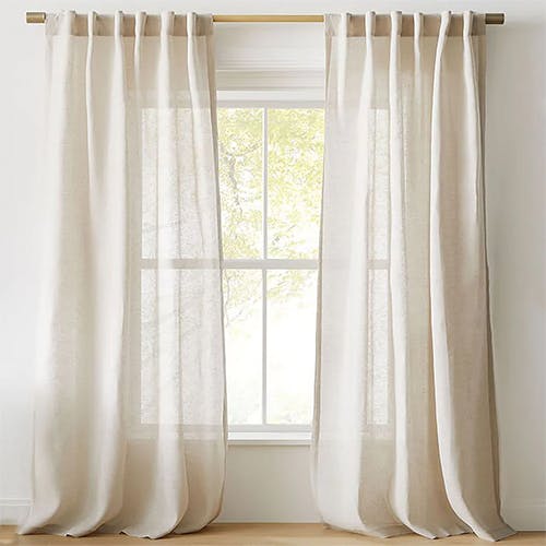 Elegant Plain Print Sheer Semi Transparent Curtain