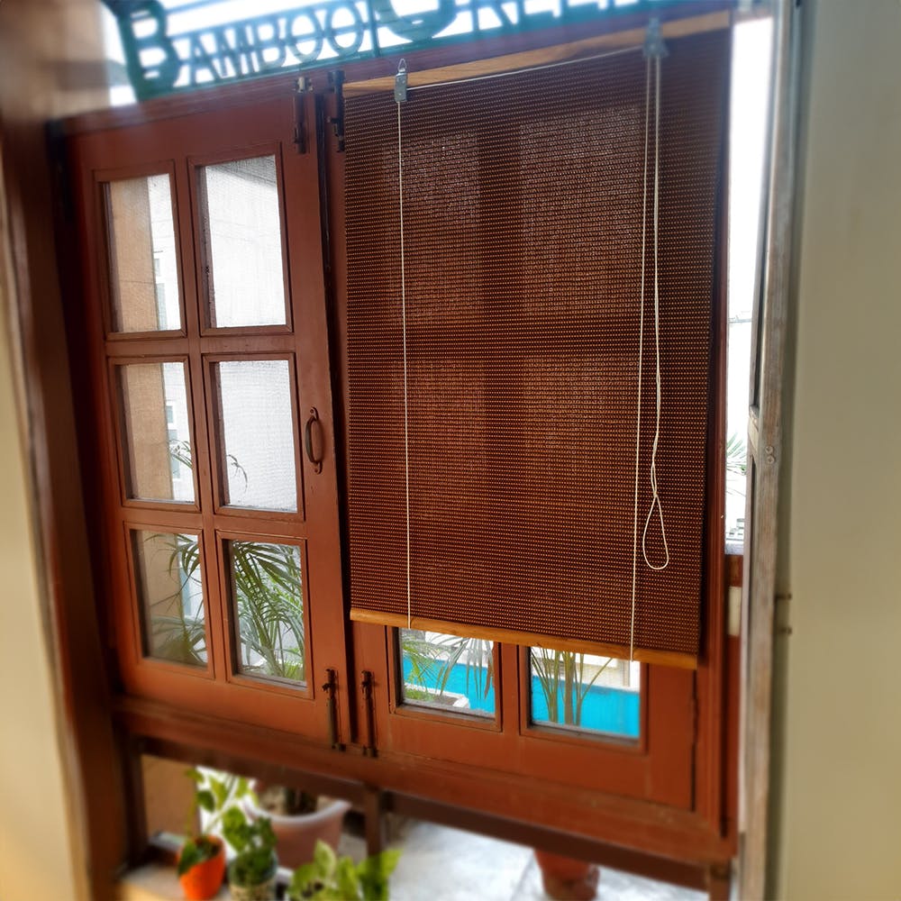 Bamboo Curtain-Window & Balcony Blinds (2X3FT) Dark Brown