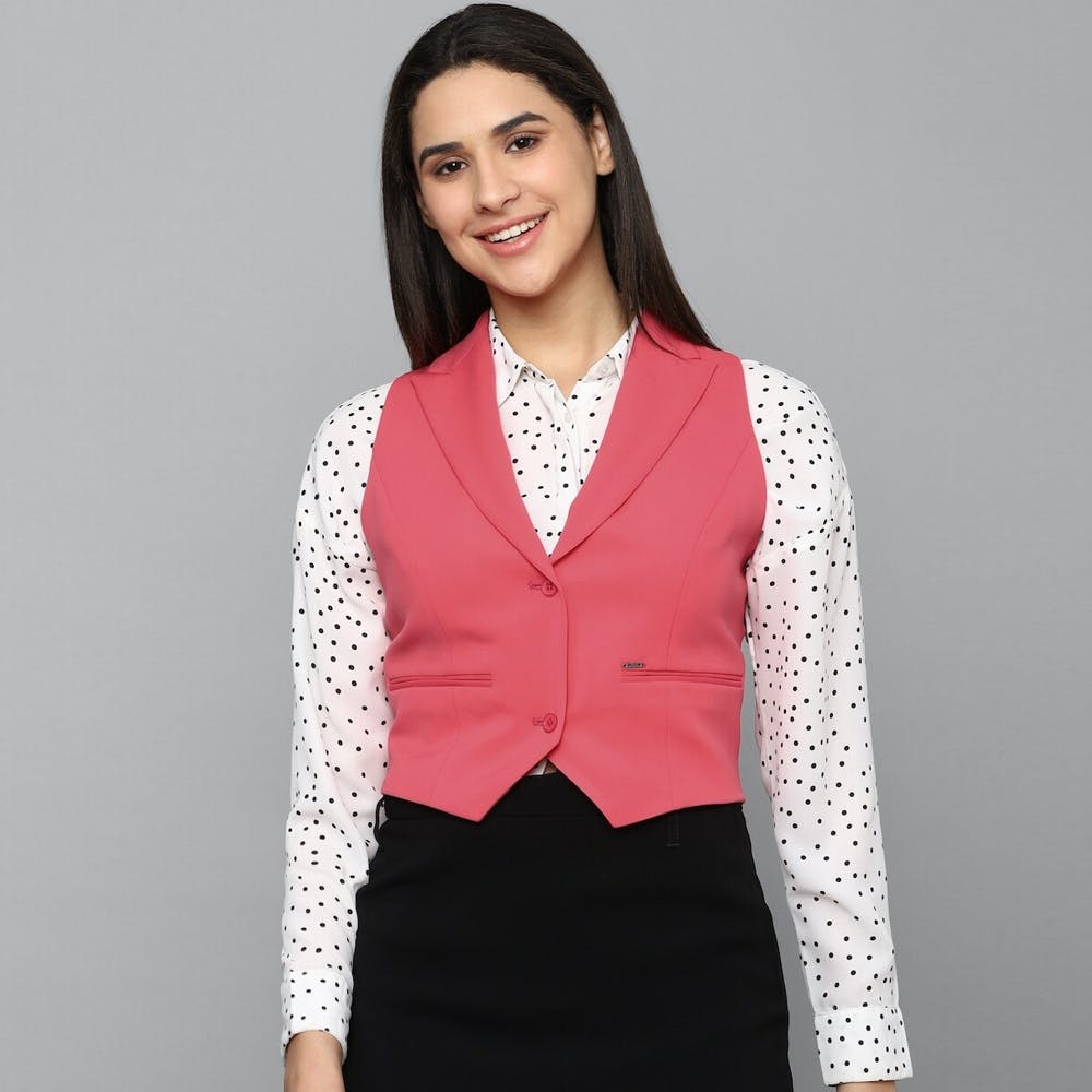 Women Pink Regular Fit Waistcoat