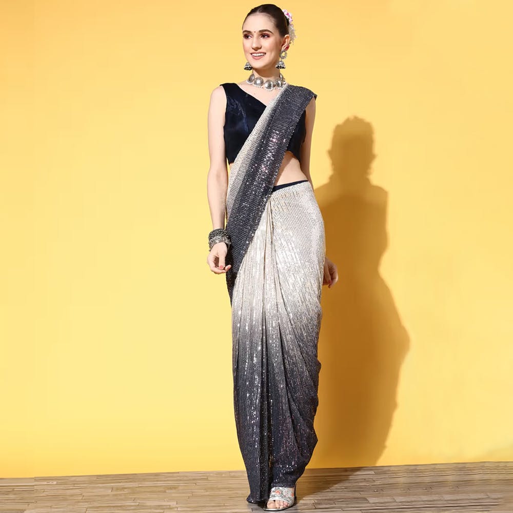 Deepika Padukone Looks Magical In A Monochrome Saree As She Pairs It With A  S*xy Backless Halterneck Blouse, Leaving Us Spellbound With Her Eternally  Ethereal Beauty!