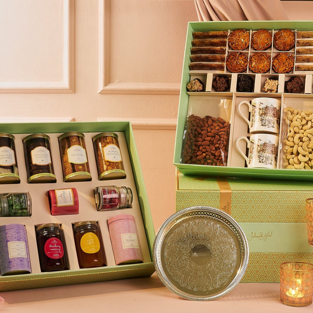 Diwali Hamper for Family| Immunity Booster Gift Pack with Herbal Tea, 3  variants of Honey, Card, Dia and Handmade Chocolate Box - FirstBud Organics
