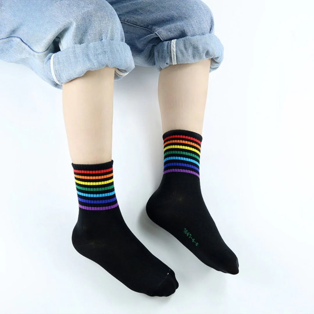 Rainbow Band Socks - Unisex Ankle Socks