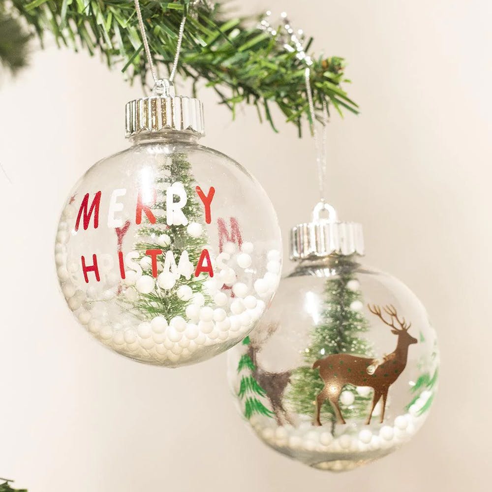 Reindeer Print - Christmas Hanging Ball Set Of 2