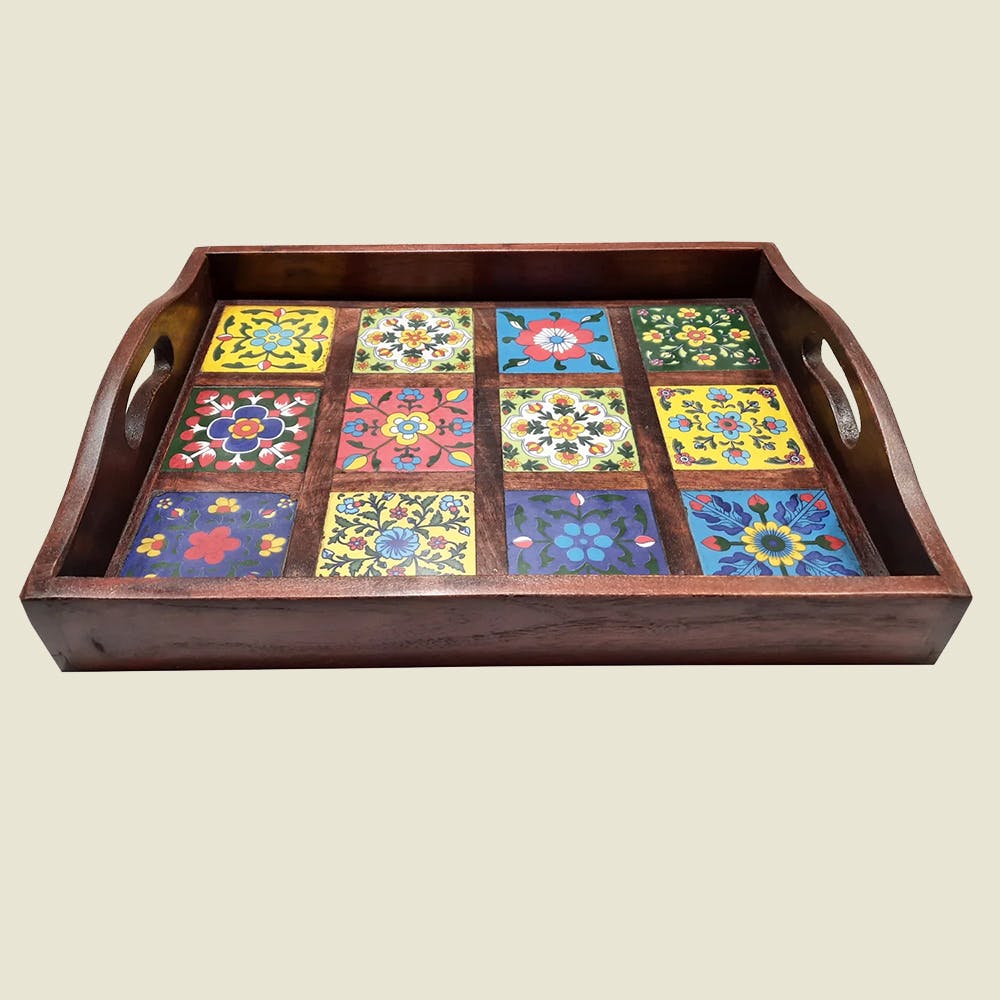 Wooden Tiled Tray