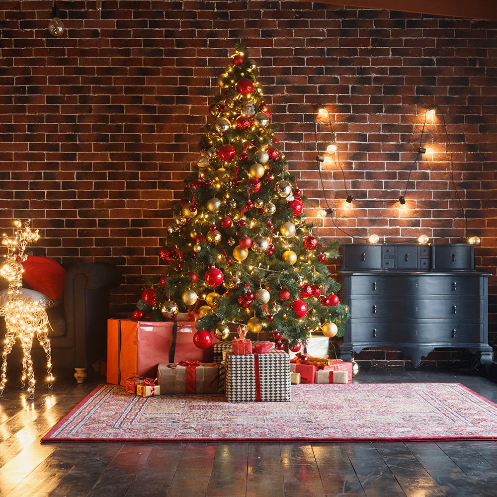 Christmas tree,Christmas ornament,Property,Plant,Branch,Lighting,Holiday ornament,Decoration,Interior design,Ornament