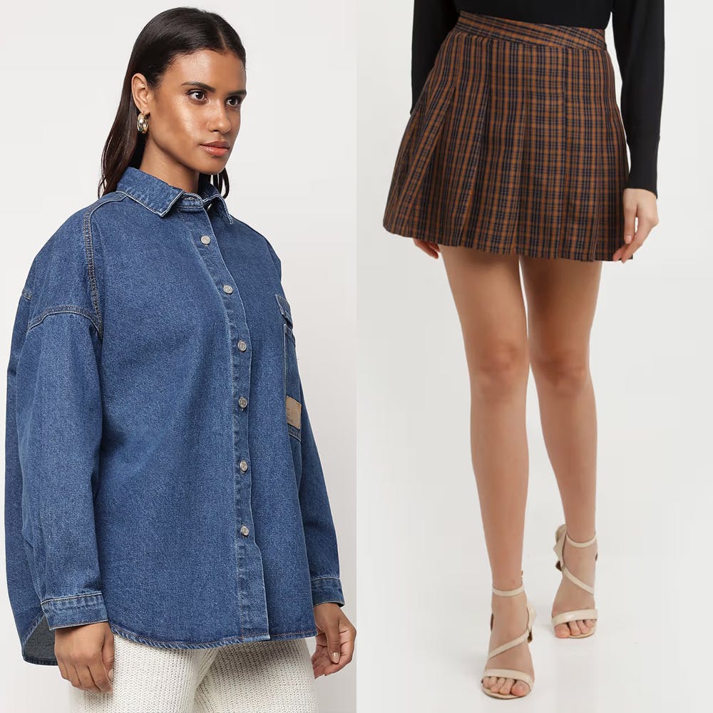 Jean shirt and skirt outfit best sale