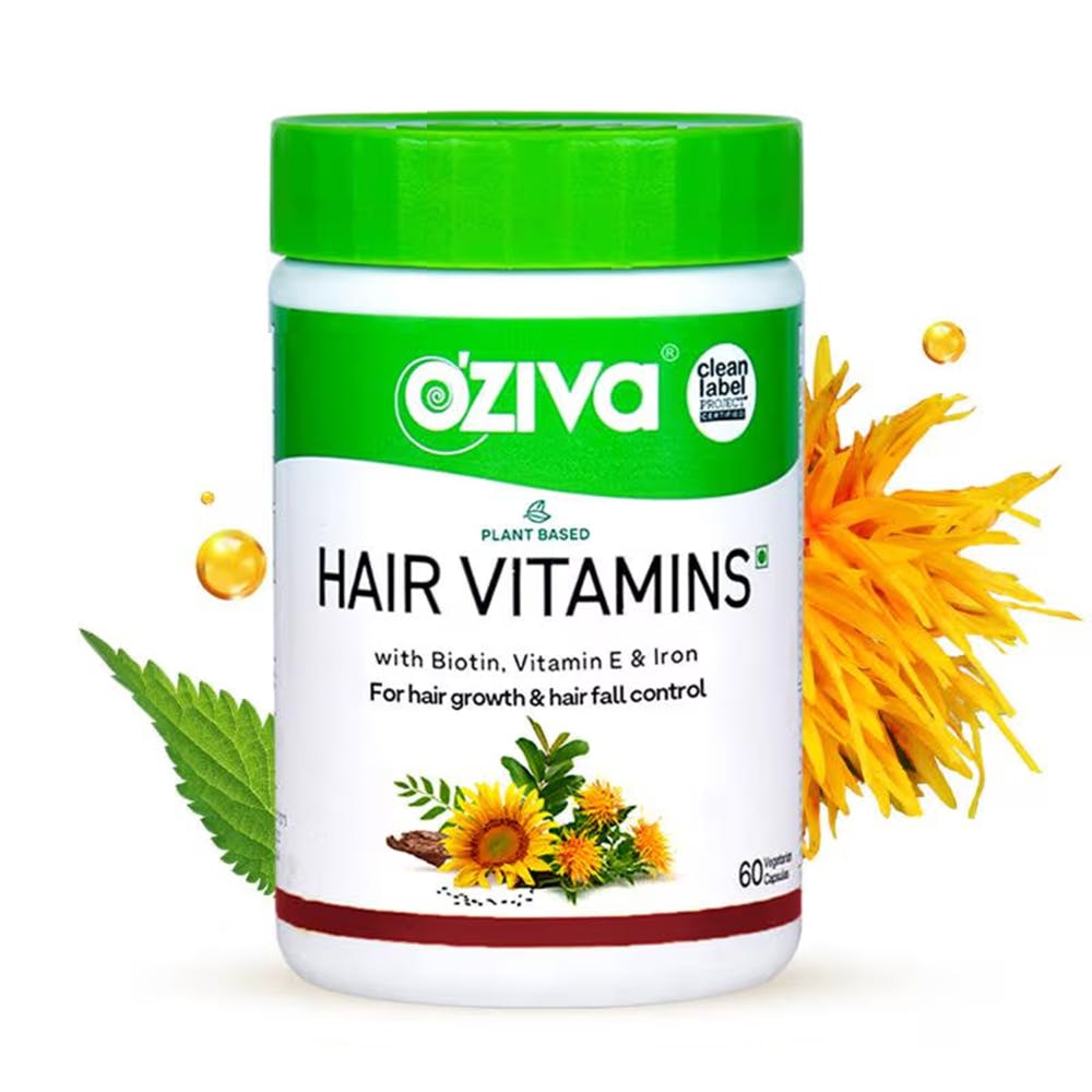 OZiva Hair Vitamins ( With Biotin, Vitamin E & Iron) For Hair Re-Growth & Hairfall Control