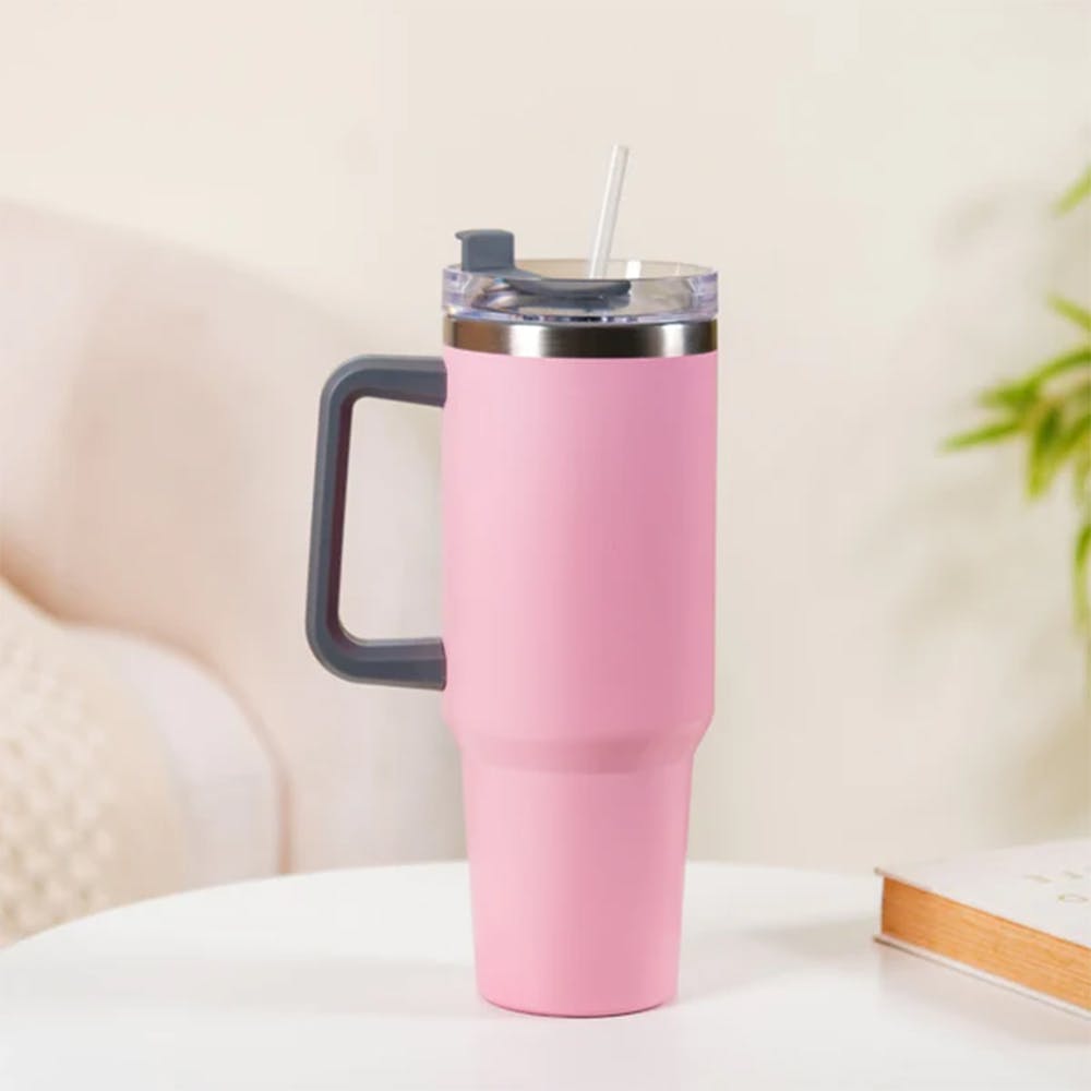 Stainless Steel Vacuum Insulated Tumbler With Lid Pink 1200ml