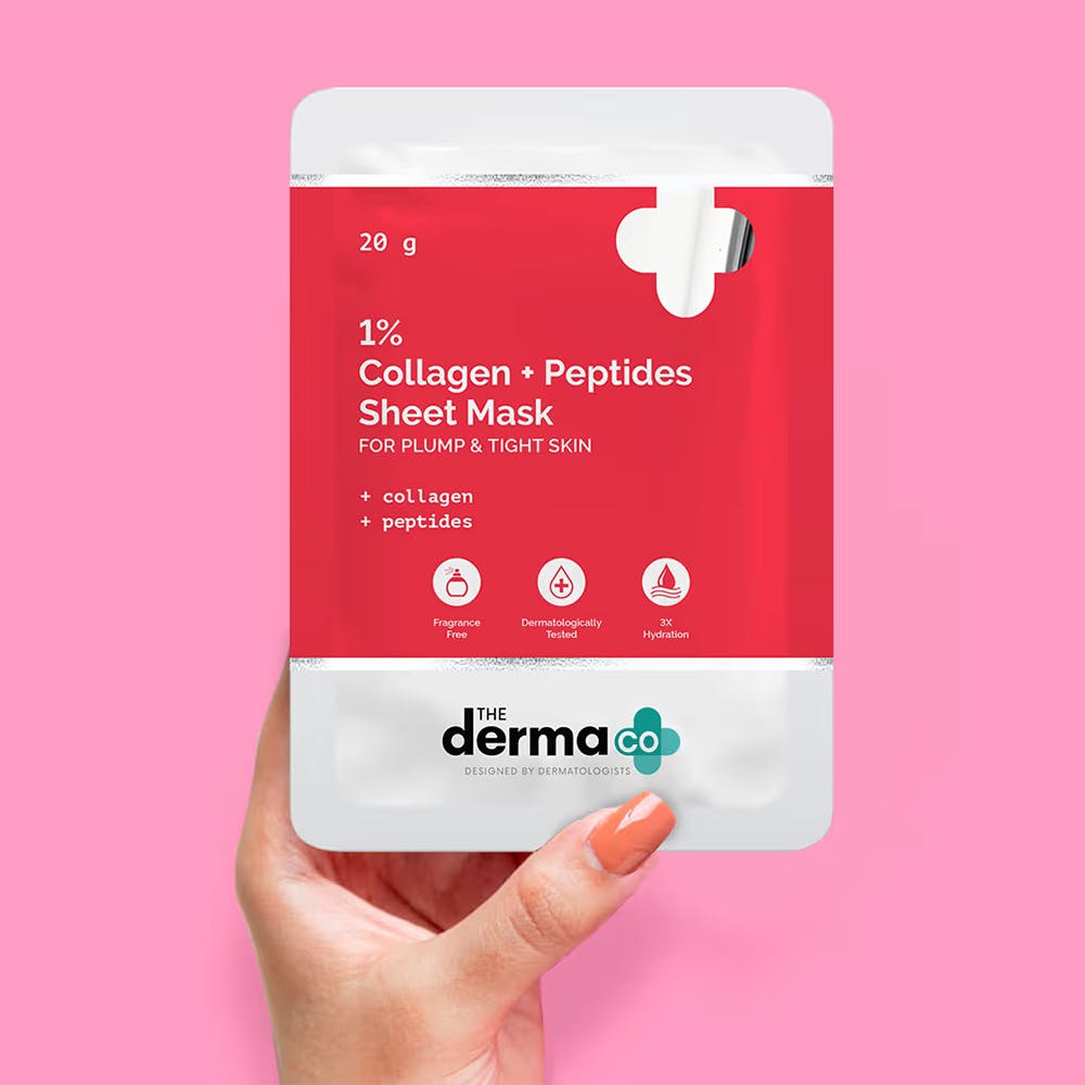 The Derma Co 1% Collagen + Peptides Face Serum Sheet Mask With Collagen & Peptides For Glowing Skin