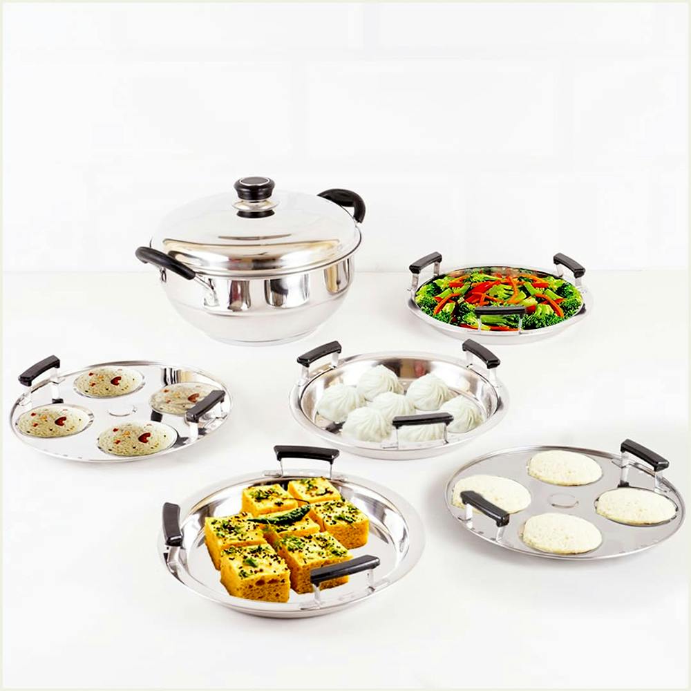 The Indus Valley Stainless Steel Idli/Dhokla/Momo Maker/Multi Pot/Steaming Set