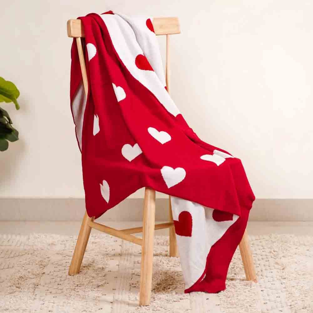 MERRY Heart Double Sided Knitted Throw