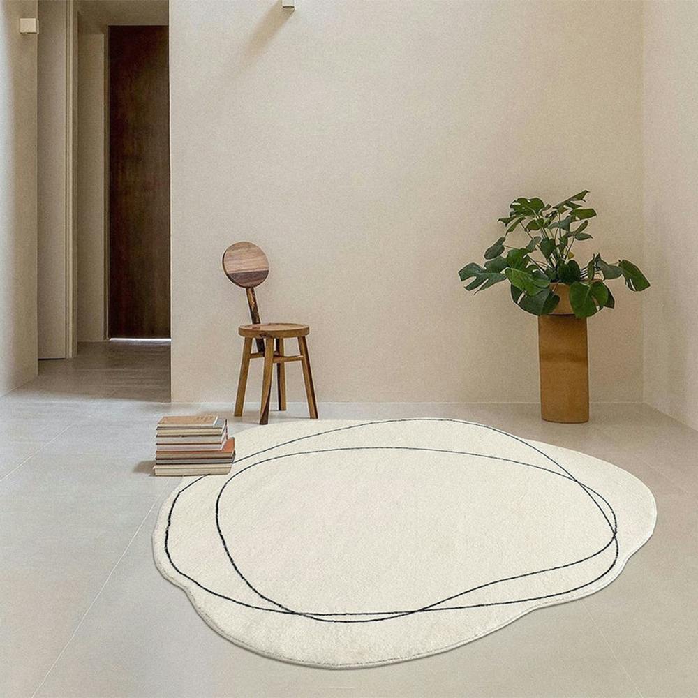 Modern White Irregular Abstract Line Art Rug Carpet