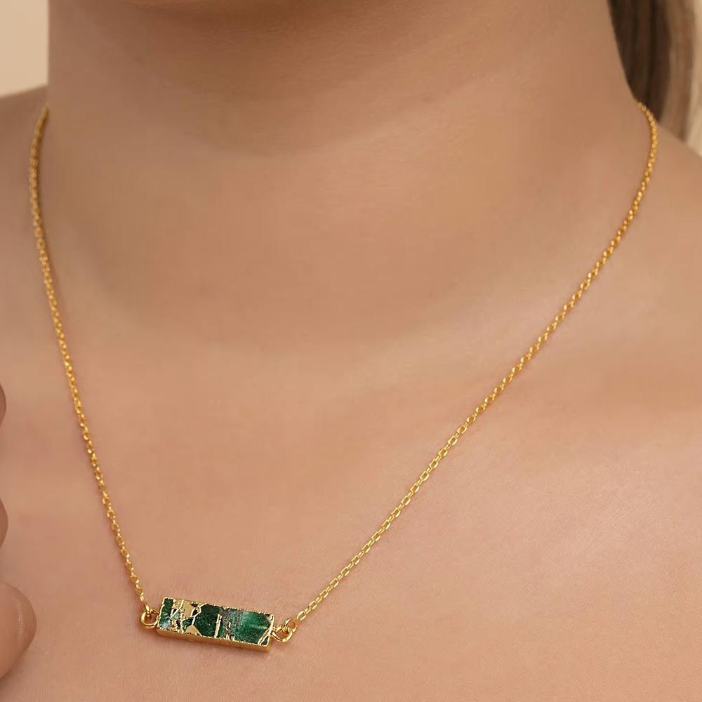 18K Gold Plated Emerald Green Necklace