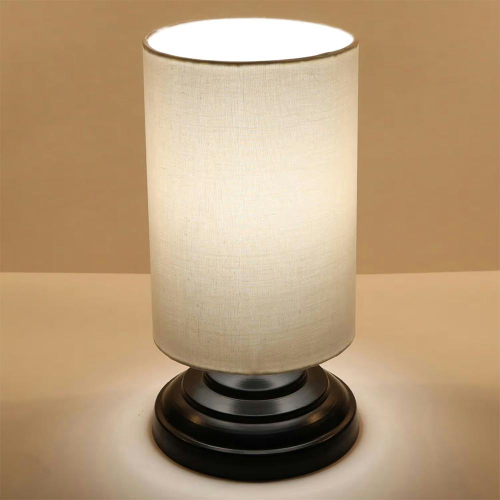 Metal Lampshade Bedside Lamp Taper White