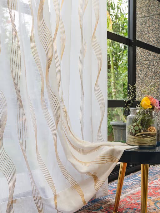 Gold Foil Sheer Curtains For Window