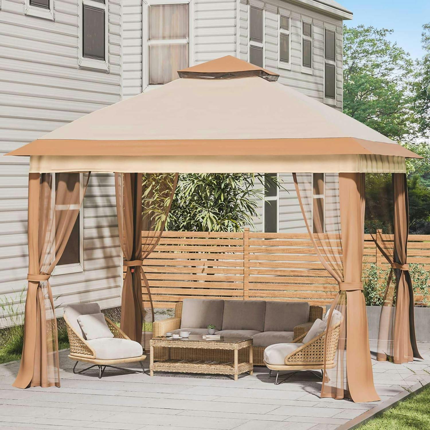 UDPATIO 11'x11' Pop-Up Gazebo Canopy Tent With Mosquito Netting