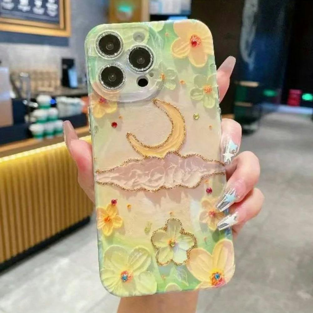 Floral Moon Rhinestone Case