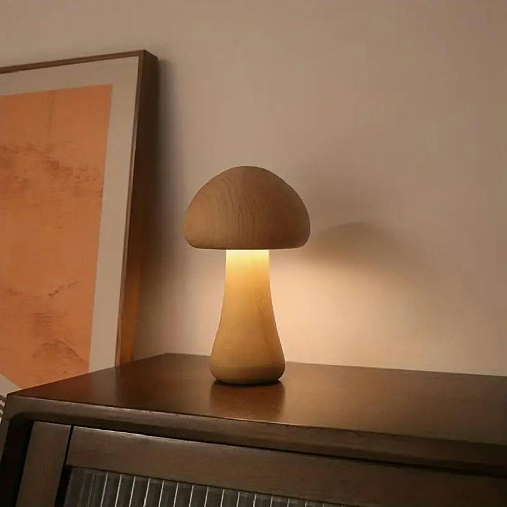 Wood Mushroom Night Light 2PCs