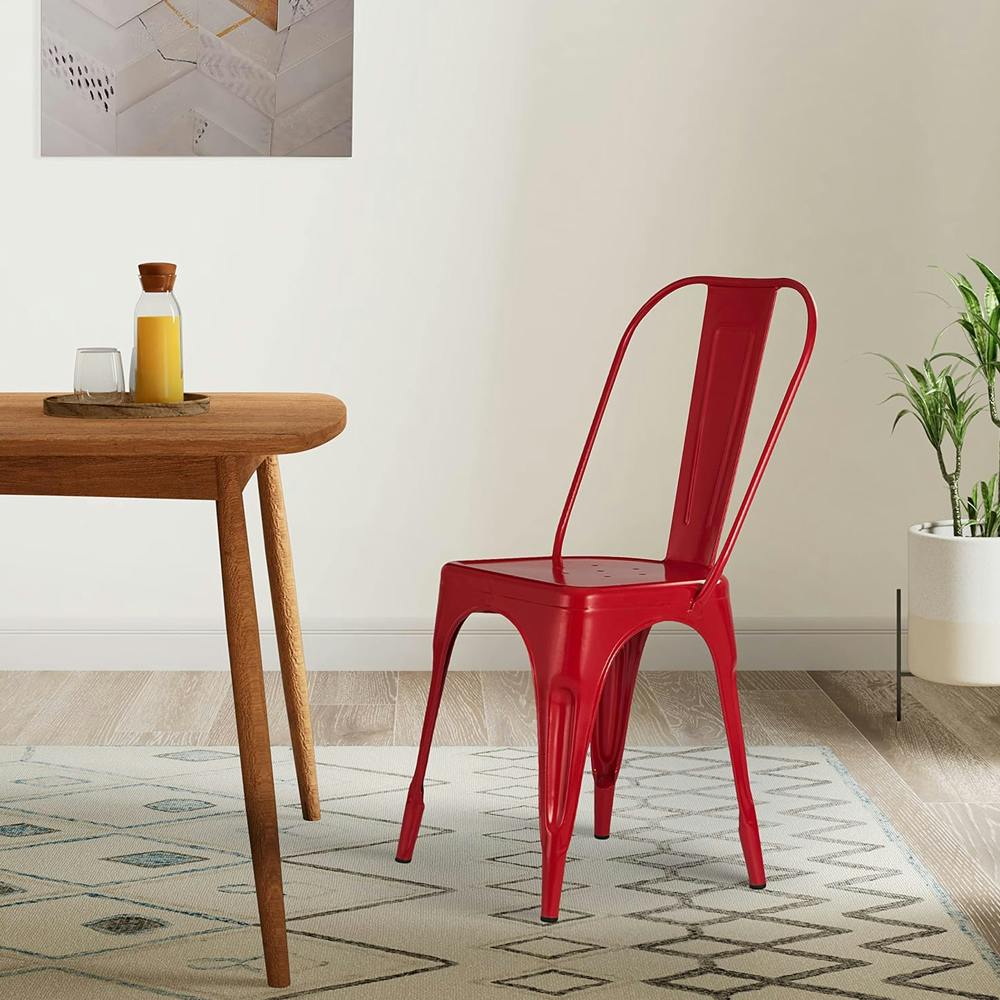 Solimo Strites Chair (Rustic Iron, Red, 1 Piece)