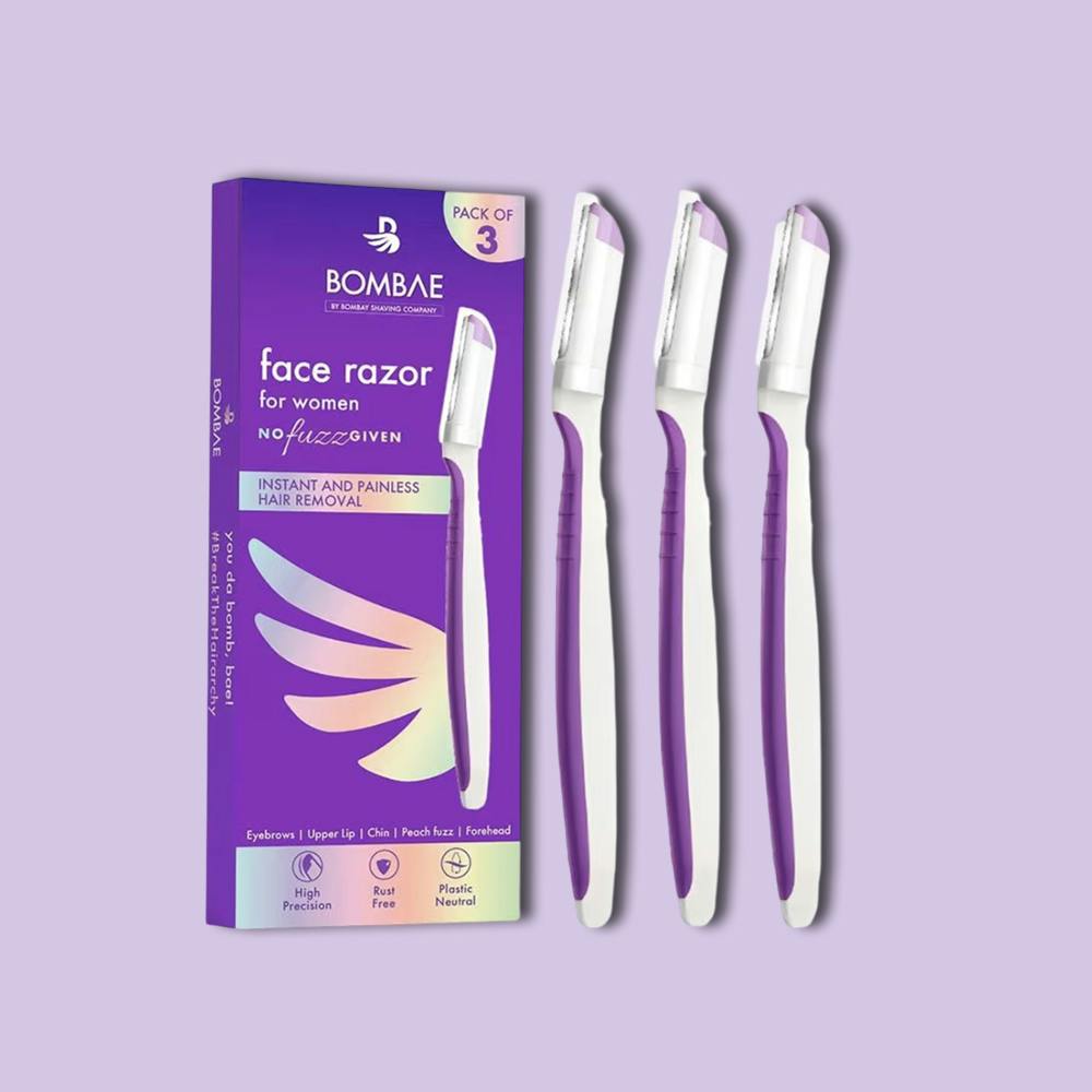 Bombae Reusable & Painless Face & Eyebrow Razor For Instant Glowing Skin & Hair Removal-Pack Of 3 (3N)