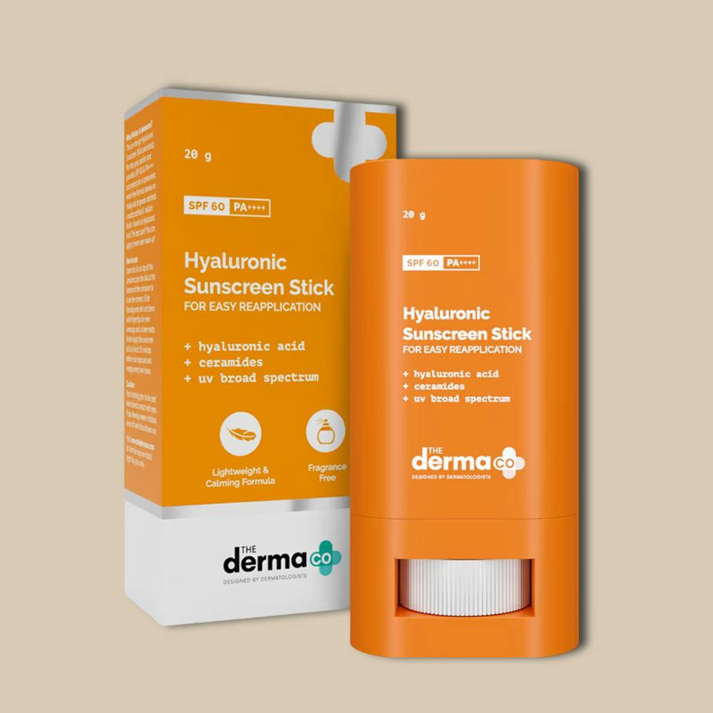 The Derma Co. Hyaluronic Sunscreen Stick with SPF 60 and PA++++ for Easy Reapplication
