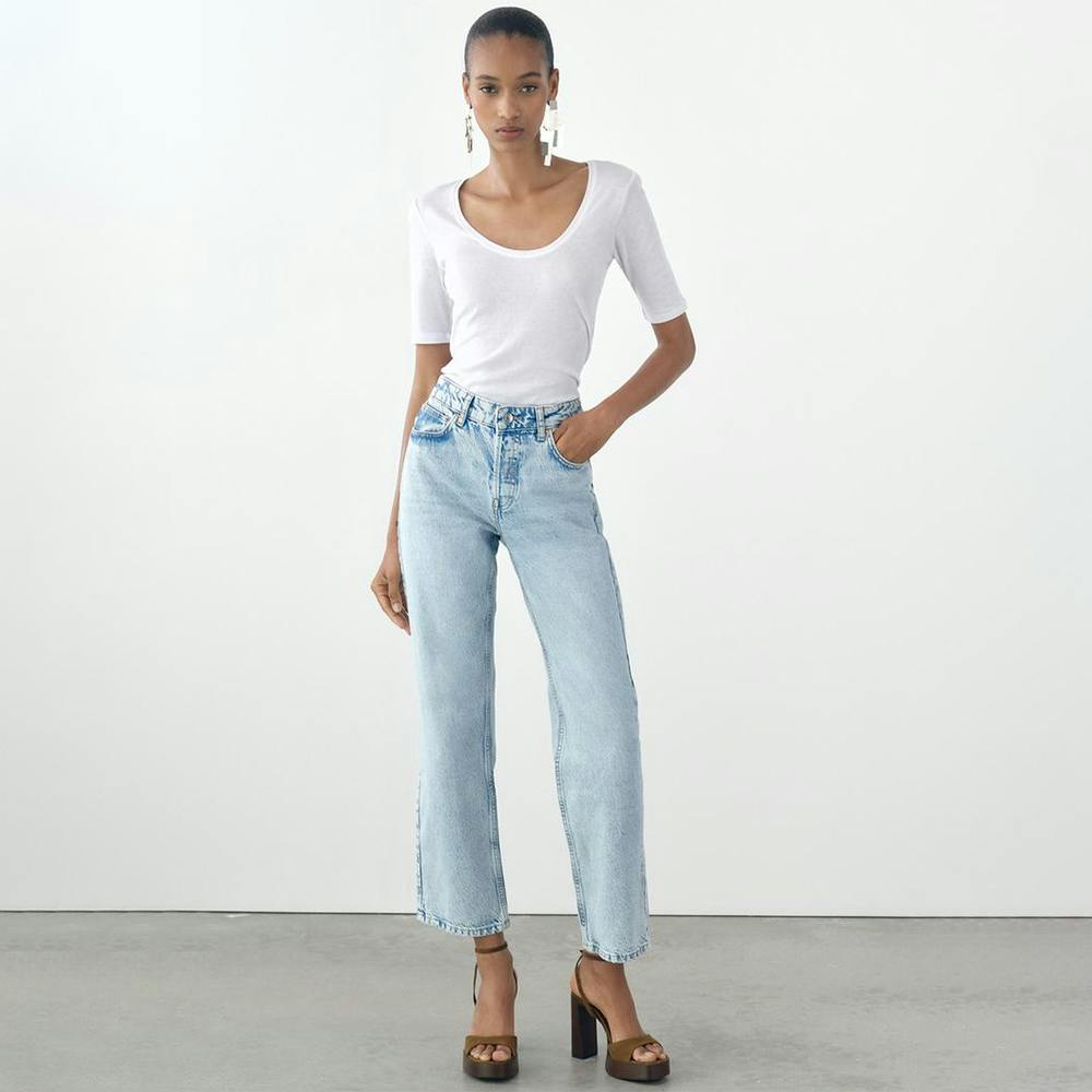 Zara Mid Rose Straight Jeans